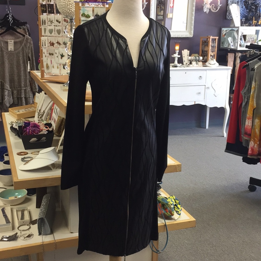 Black faux leather dress